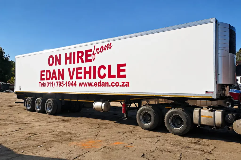 30 pallet refrigerated reefer trailer available for hire from Edan Vehicle and Asset Hire