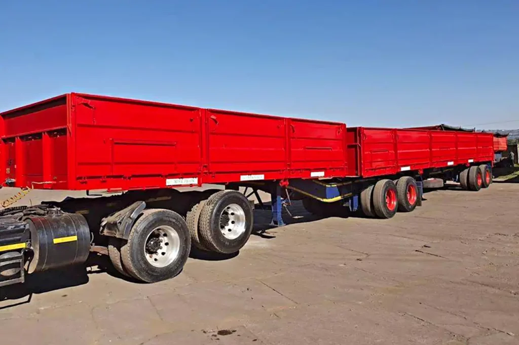 Interlink maize side trailer available for hire from Edan Vehicle and Asset Hire
