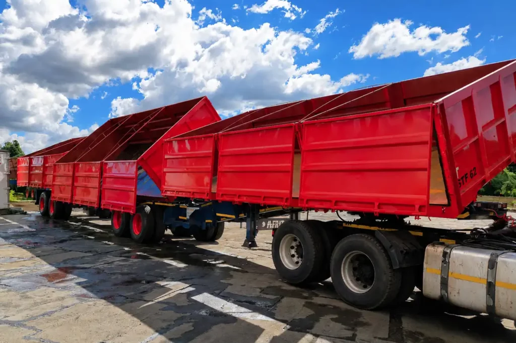 Interlink dropside tipper trailer available for hire from Edan Vehicle and Asset Hire